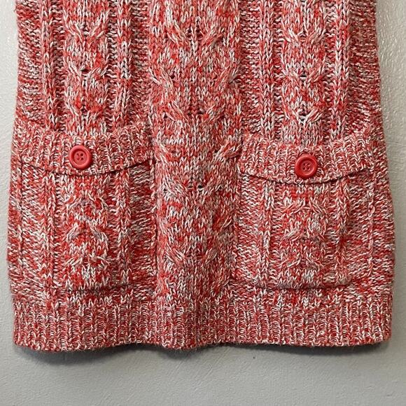 Y2K Sweater Size Small Marled Orange Cable Knit Boho Pocket Academia Bella Swan - Picture 3 of 9